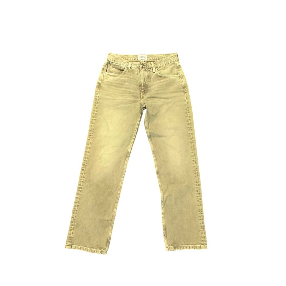 Etica Marlowe women Slim Boyfriend Jeans Petrified Oak Olive Beige Sz 26 boho